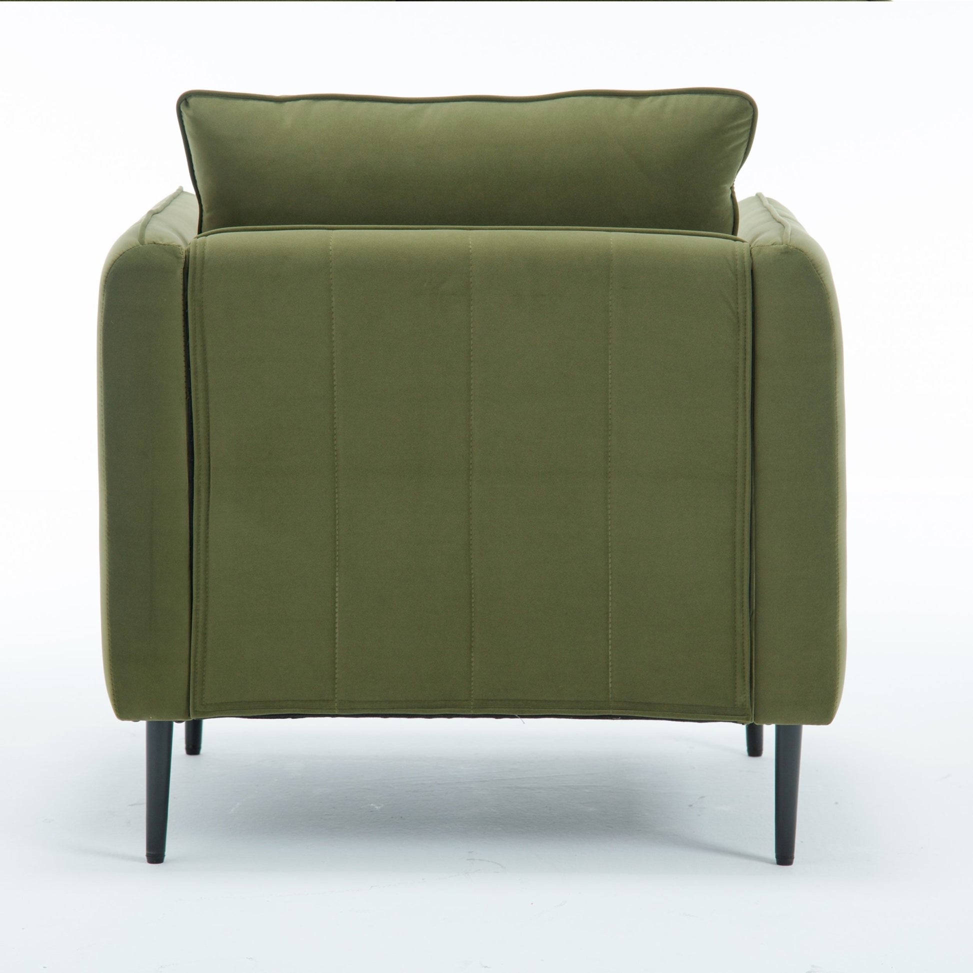 Mid - Century Modern Velvet Accent Chair with Metal Legs and Pillow for Living Room, Green Upholstered Sofa Chair in Soft Velvet and Steel Frame - 1st Choice Furniture Direct
