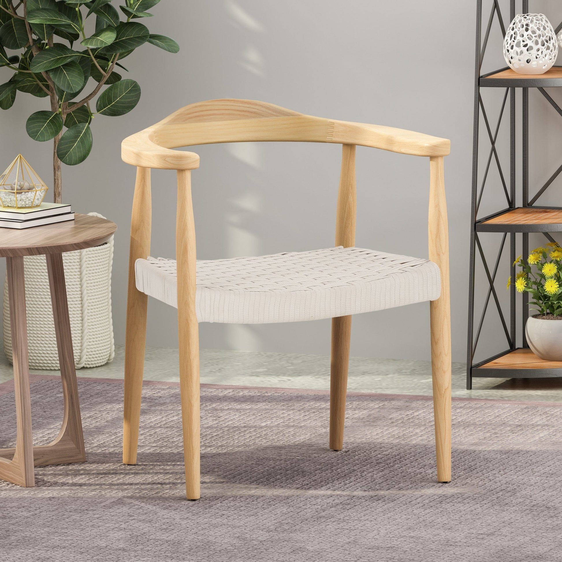 Mid-Century Modern Woven Rope Dining Chair | Ash Wood Chair - 1st Choice Furniture Direct