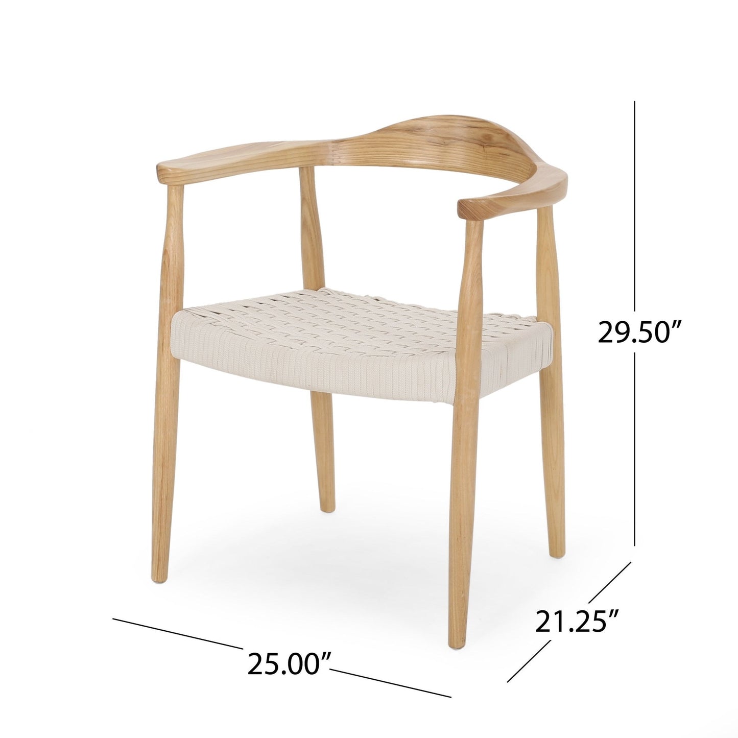 Mid-Century Modern Woven Rope Dining Chair | Ash Wood Chair - 1st Choice Furniture Direct