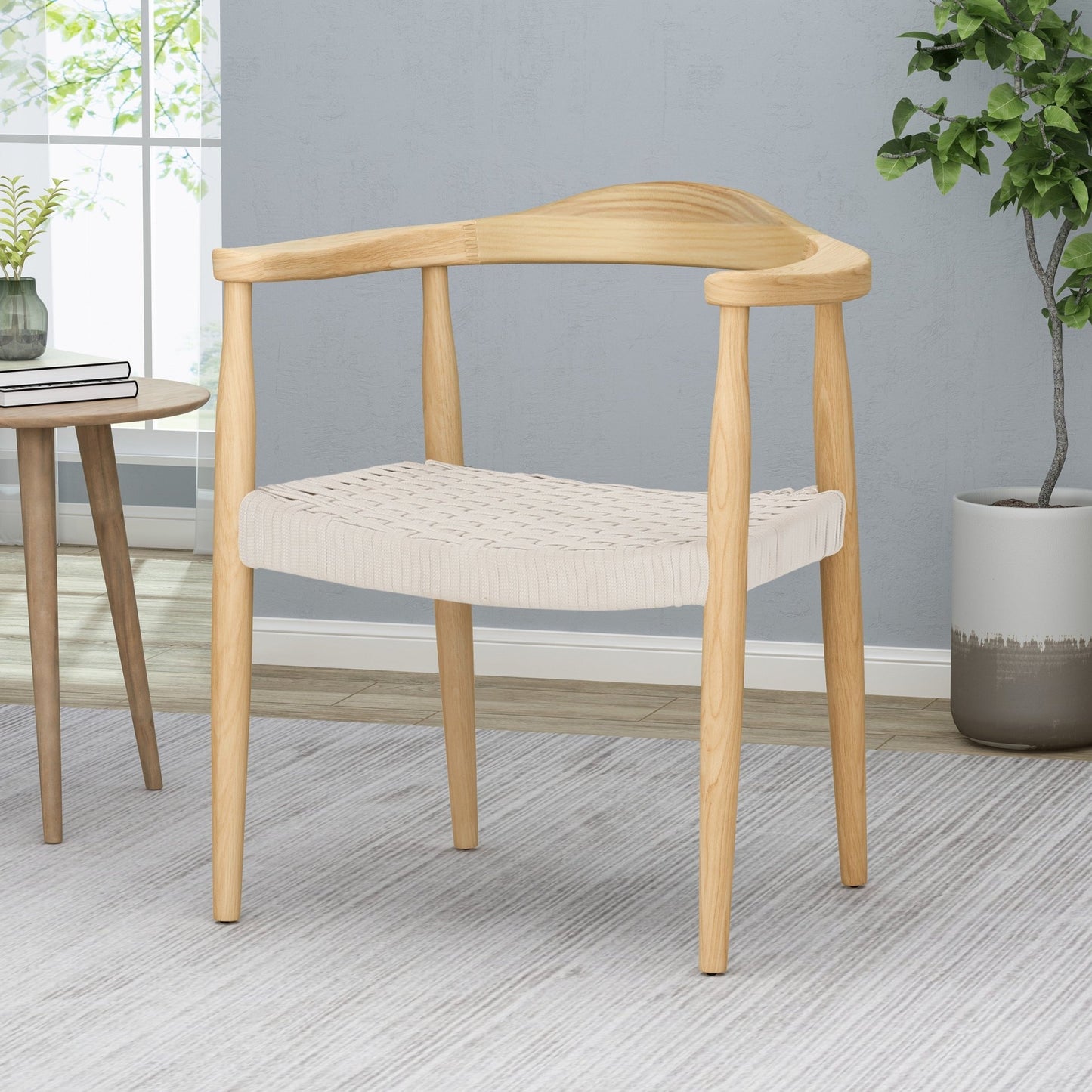 Mid-Century Modern Woven Rope Dining Chair | Ash Wood Chair - 1st Choice Furniture Direct