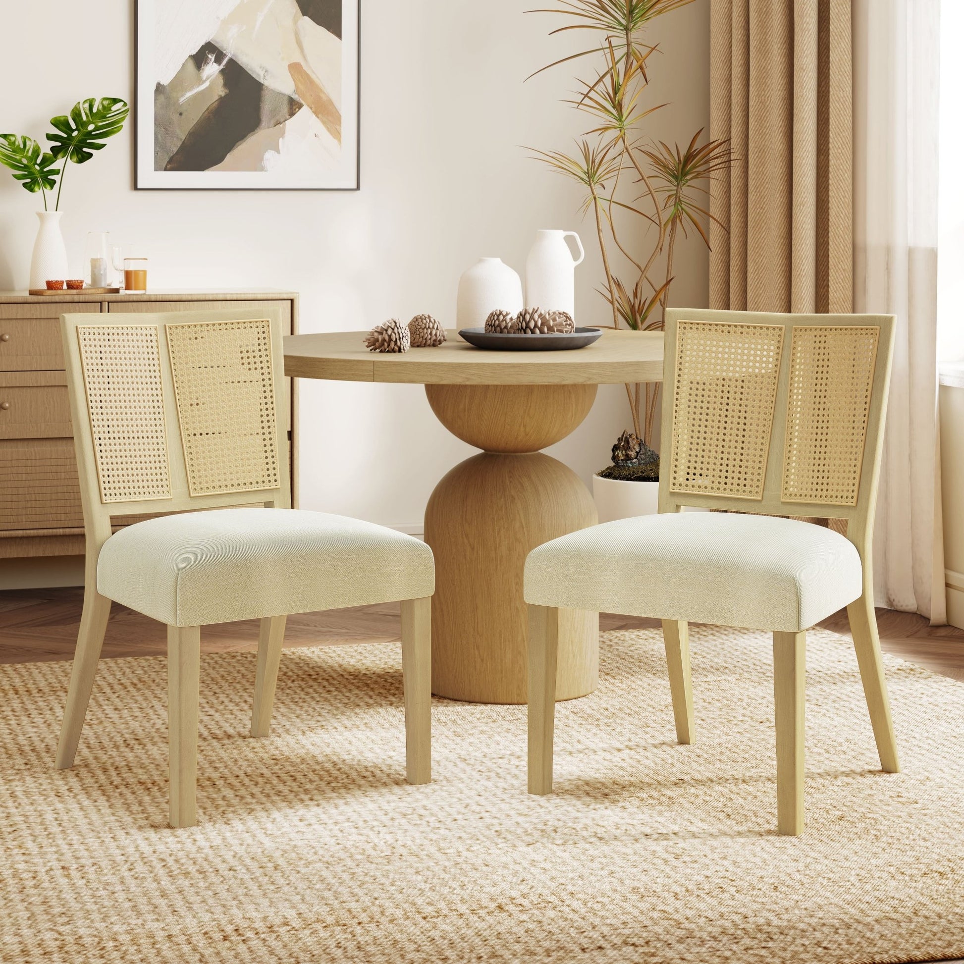 Mid - Century Rattan Dining Chair Without Arms Set of 2 - 1st Choice Furniture Direct