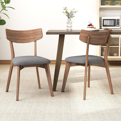 Mid - Century Walnut Finished Frame Upholstered Dining Chairs, Set of 2, Dark Grey Fabric - 1st Choice Furniture Direct