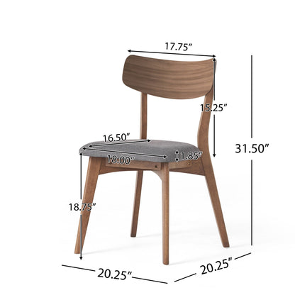 Mid - Century Walnut Finished Frame Upholstered Dining Chairs, Set of 2, Dark Grey Fabric - 1st Choice Furniture Direct