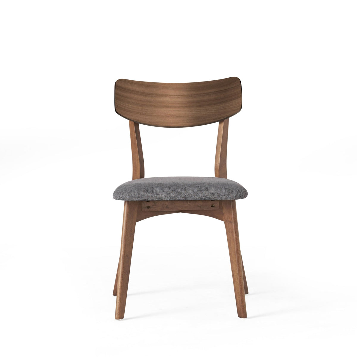 Mid - Century Walnut Finished Frame Upholstered Dining Chairs, Set of 2, Dark Grey Fabric - 1st Choice Furniture Direct