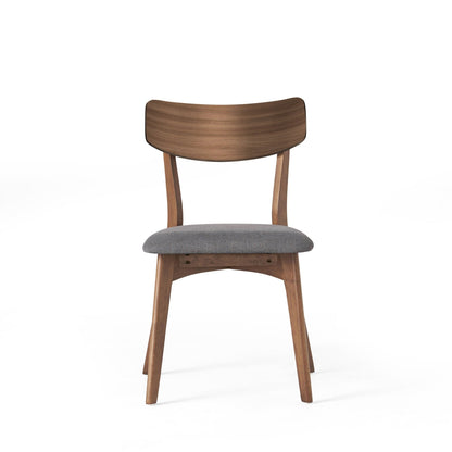 Mid - Century Walnut Finished Frame Upholstered Dining Chairs, Set of 2, Dark Grey Fabric - 1st Choice Furniture Direct