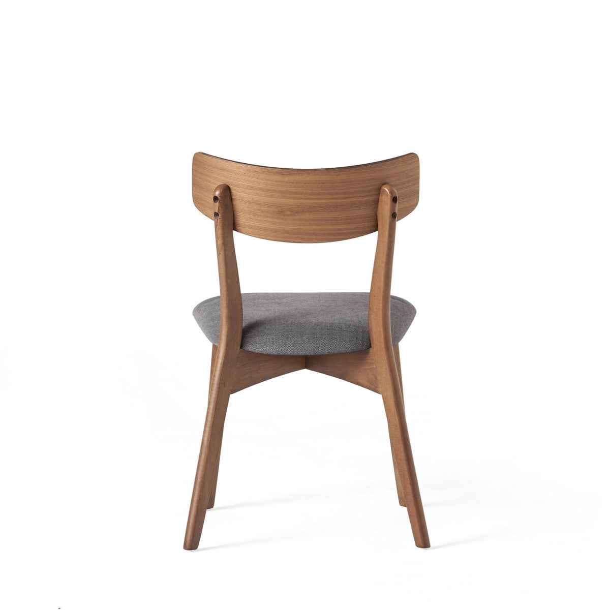 Mid - Century Walnut Finished Frame Upholstered Dining Chairs, Set of 2, Dark Grey Fabric - 1st Choice Furniture Direct