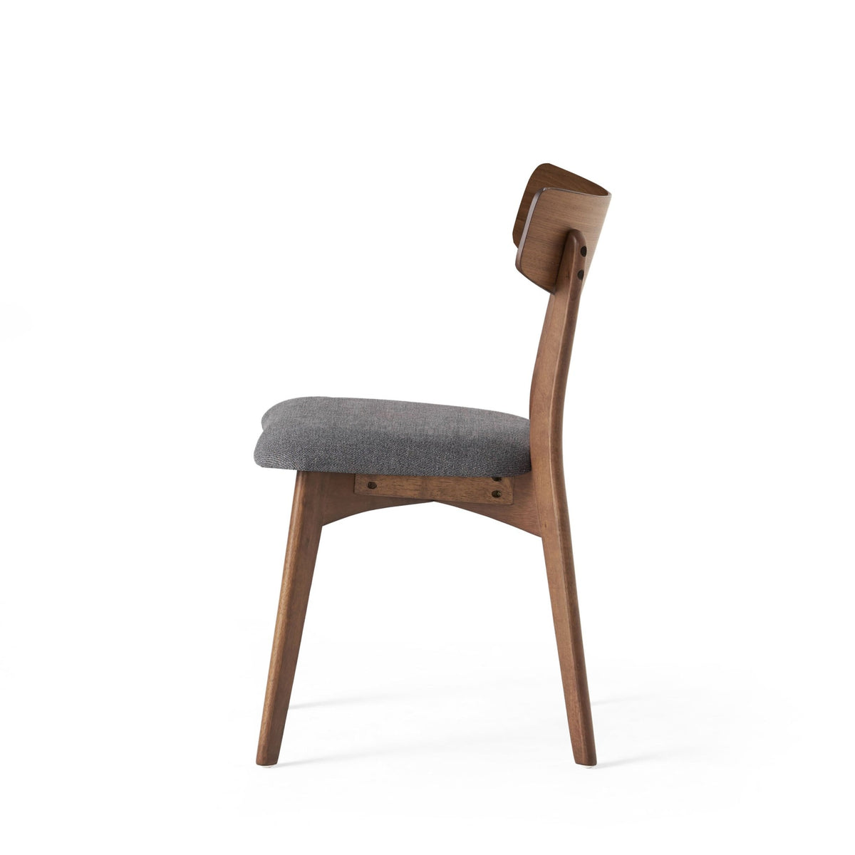 Mid - Century Walnut Finished Frame Upholstered Dining Chairs, Set of 2, Dark Grey Fabric - 1st Choice Furniture Direct