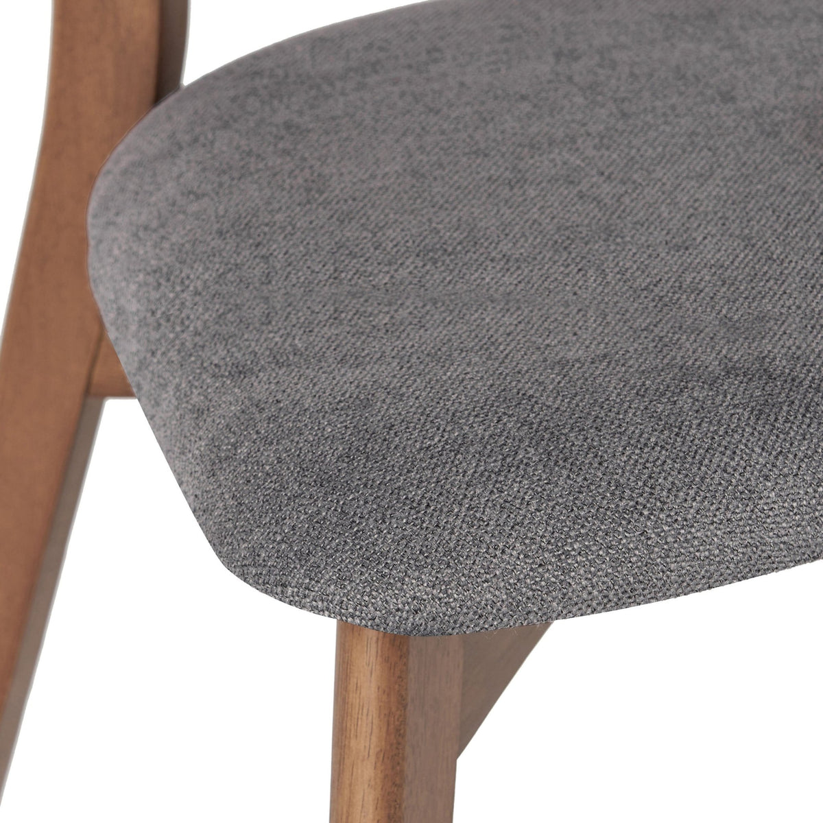 Mid - Century Walnut Finished Frame Upholstered Dining Chairs, Set of 2, Dark Grey Fabric - 1st Choice Furniture Direct