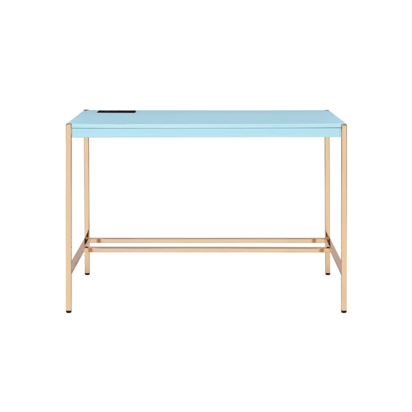 Midriaks Baby Blue & Gold Finish Writing Desk W/USB - 1st Choice Furniture Direct