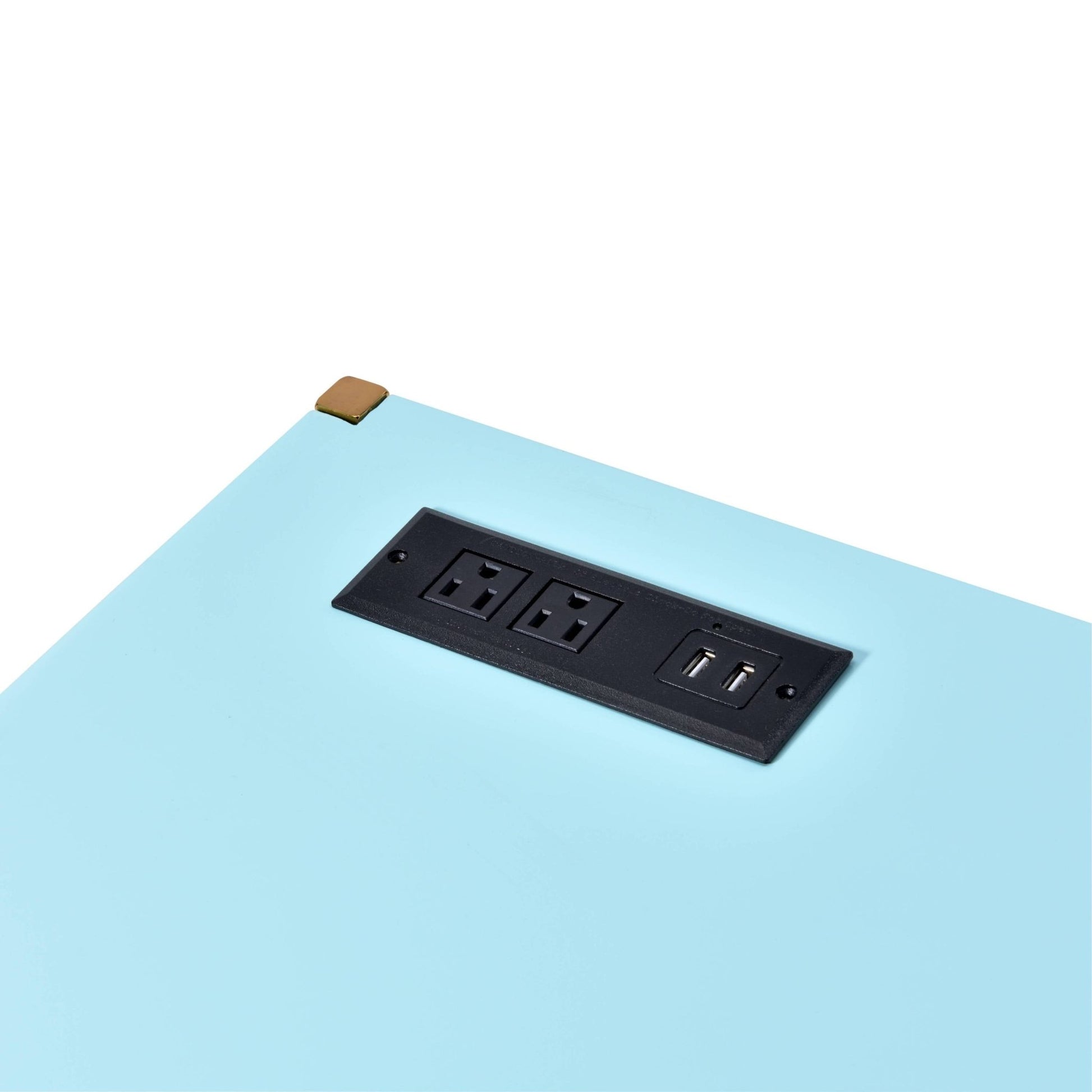 Midriaks Baby Blue & Gold Finish Writing Desk W/USB - 1st Choice Furniture Direct
