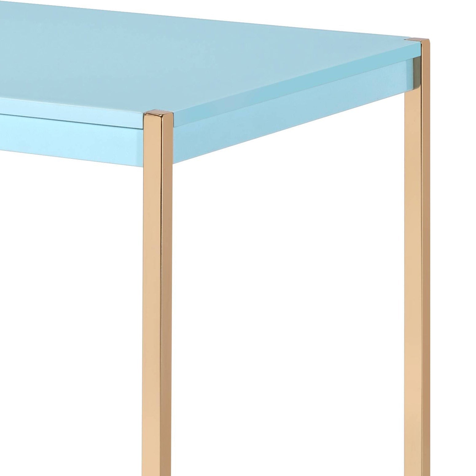 Midriaks Baby Blue & Gold Finish Writing Desk W/USB - 1st Choice Furniture Direct