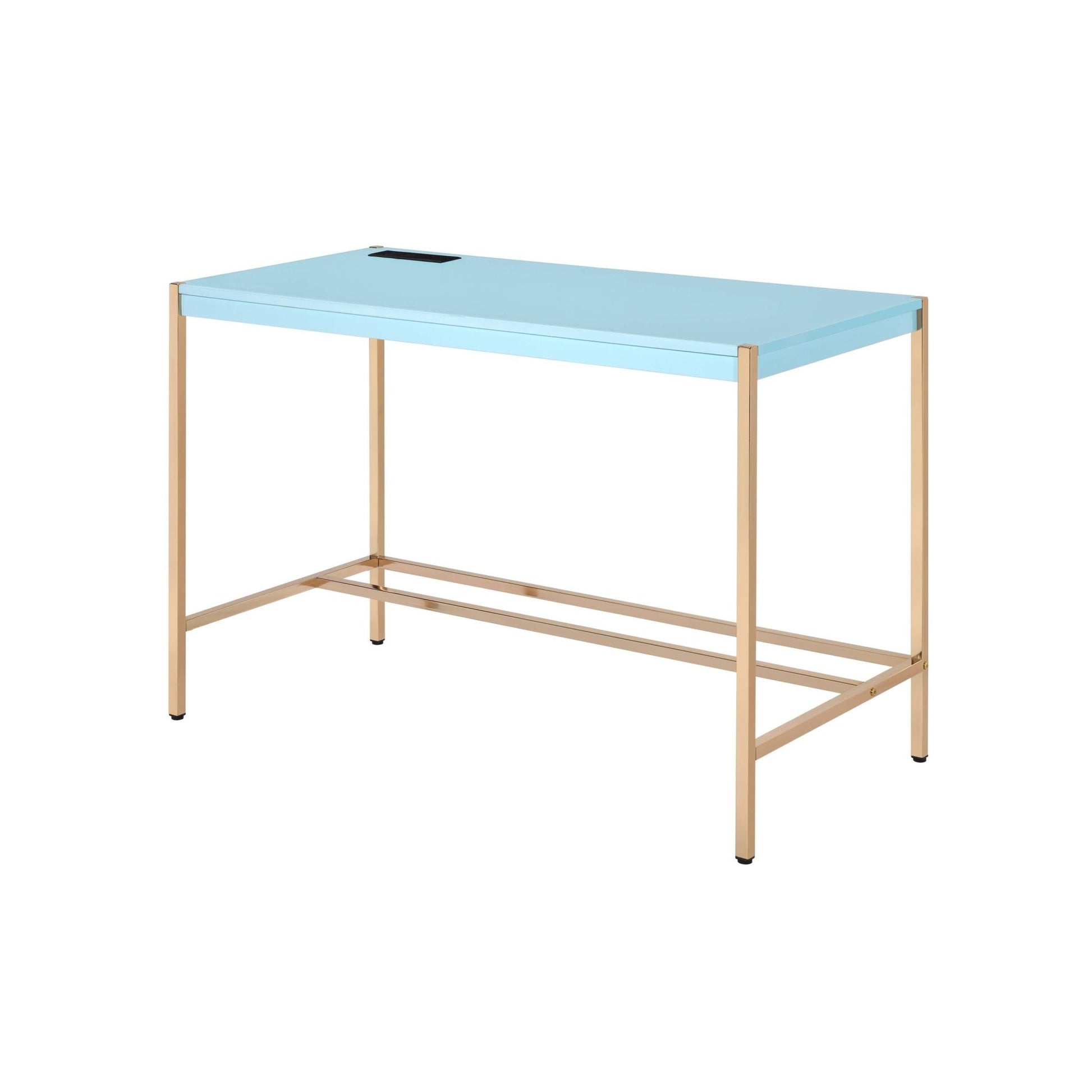 Midriaks Baby Blue & Gold Finish Writing Desk W/USB - 1st Choice Furniture Direct