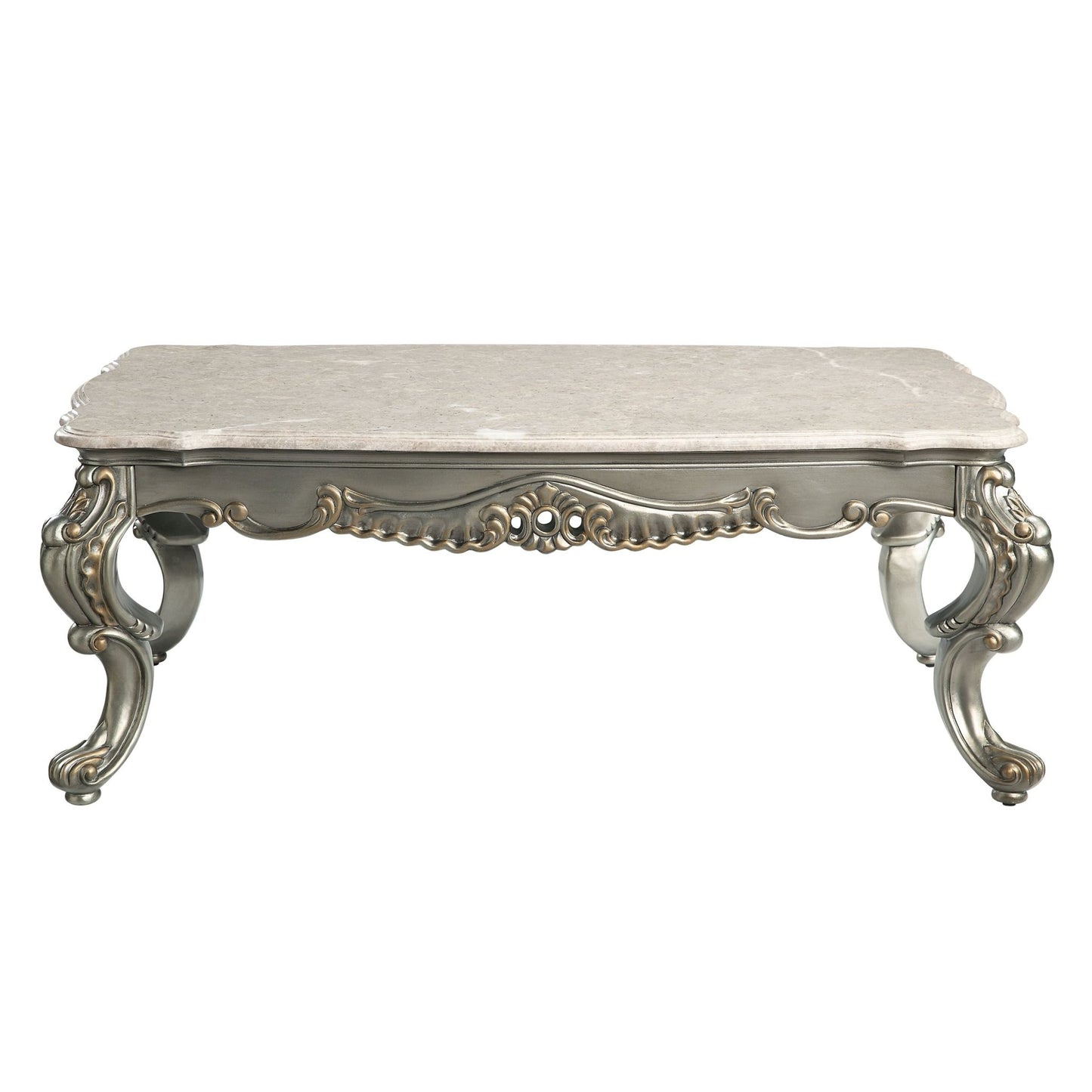 Miliani Natural Marble Top & Antique Bronze Finish Coffee Table W/Marble Top - 1st Choice Furniture Direct