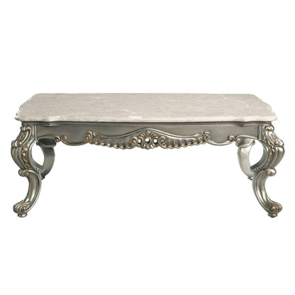Miliani Natural Marble Top & Antique Bronze Finish Coffee Table W/Marble Top - 1st Choice Furniture Direct