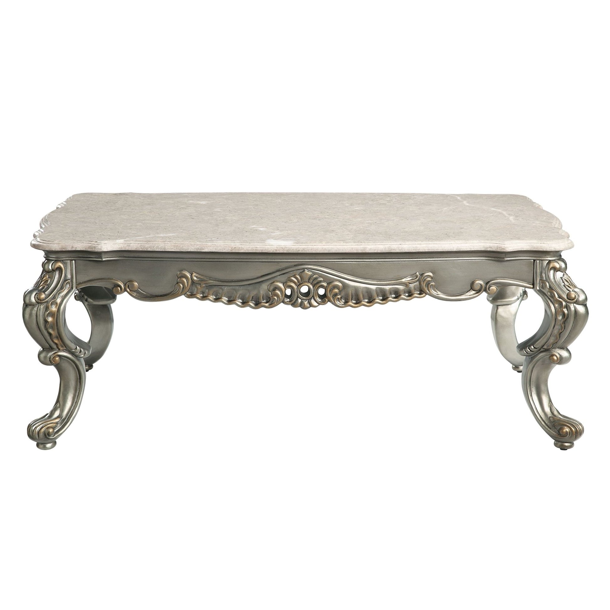 Miliani Natural Marble Top & Antique Bronze Finish Coffee Table W/Marble Top - 1st Choice Furniture Direct
