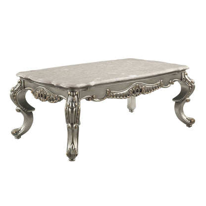 Miliani Natural Marble Top & Antique Bronze Finish Coffee Table W/Marble Top - 1st Choice Furniture Direct