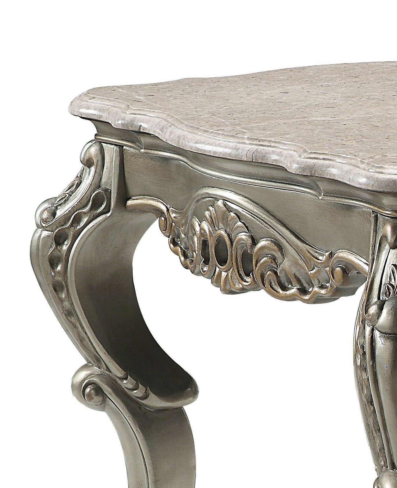 Miliani Natural Marble Top & Antique Bronze Finish End Table W/Marble Top - 1st Choice Furniture Direct