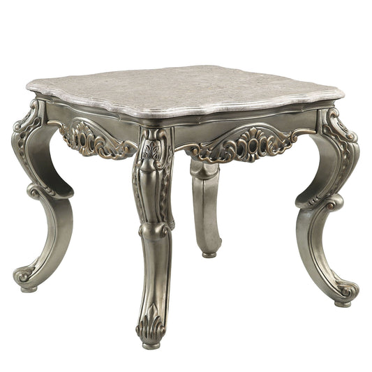 Miliani Natural Marble Top & Antique Bronze Finish End Table W/Marble Top - 1st Choice Furniture Direct