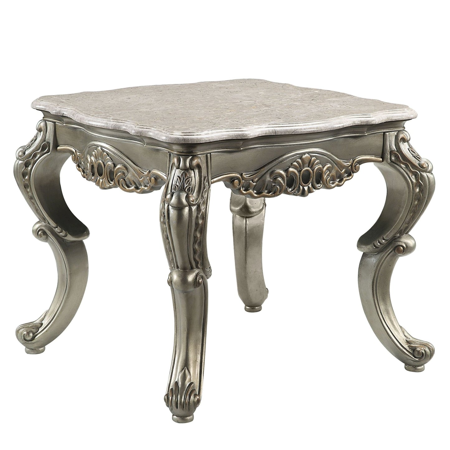 Miliani Natural Marble Top & Antique Bronze Finish End Table W/Marble Top - 1st Choice Furniture Direct