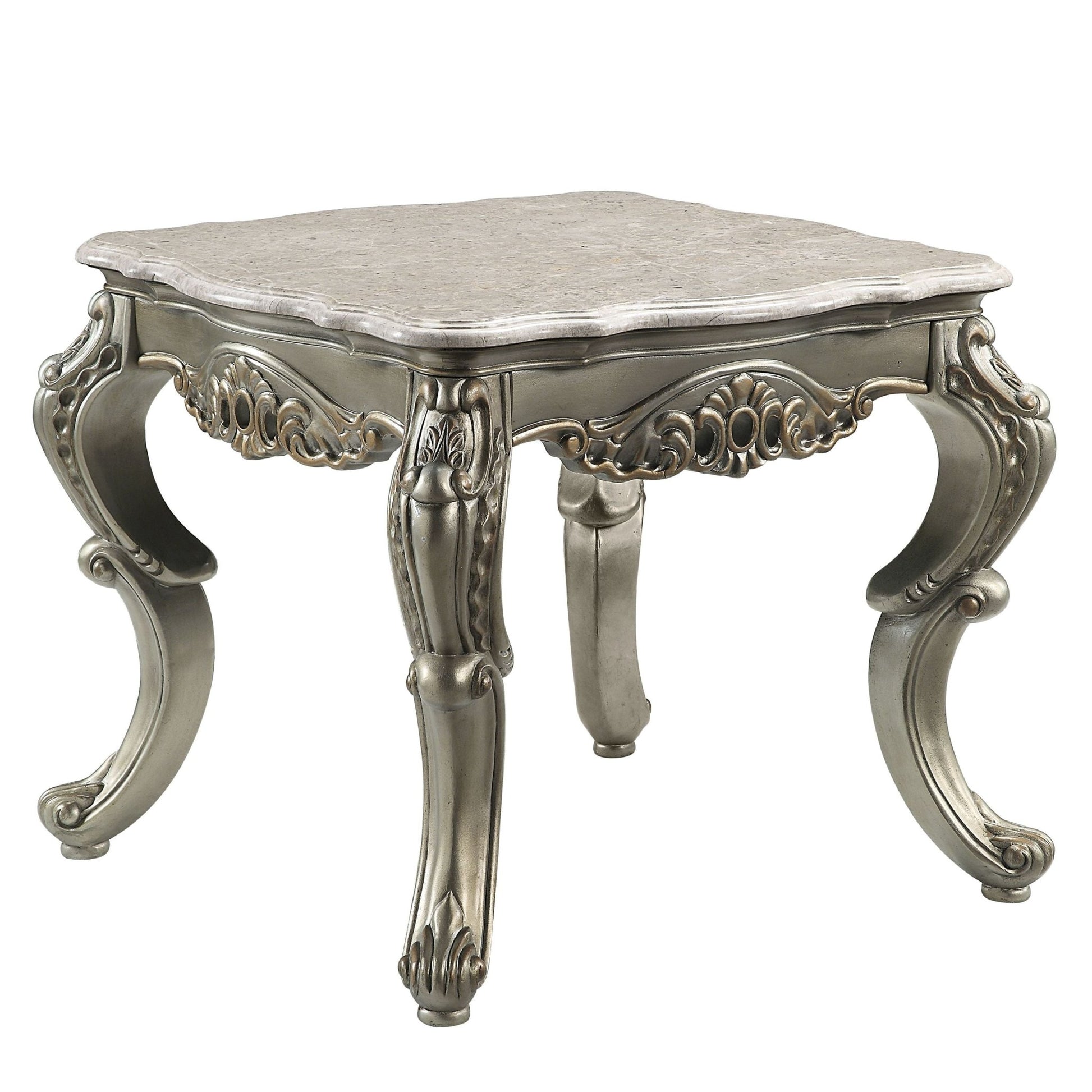 Miliani Natural Marble Top & Antique Bronze Finish End Table W/Marble Top - 1st Choice Furniture Direct