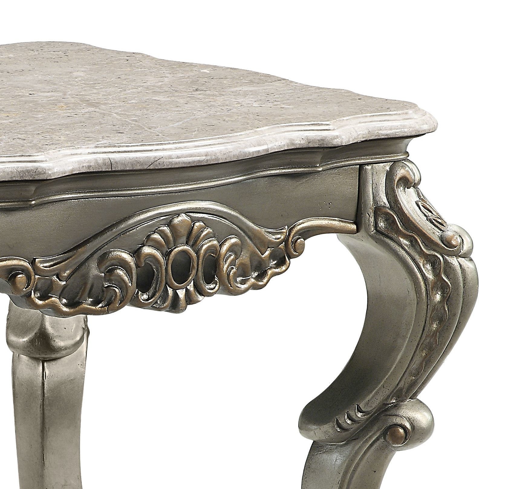 Miliani Natural Marble Top & Antique Bronze Finish End Table W/Marble Top - 1st Choice Furniture Direct