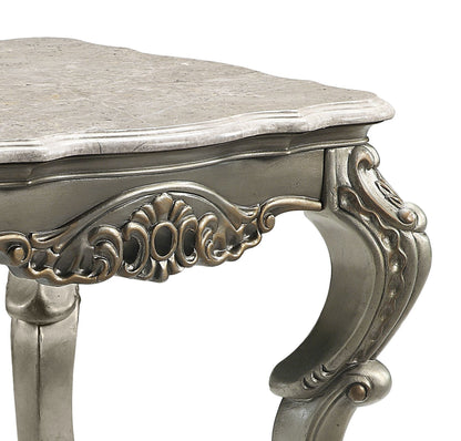 Miliani Natural Marble Top & Antique Bronze Finish End Table W/Marble Top - 1st Choice Furniture Direct