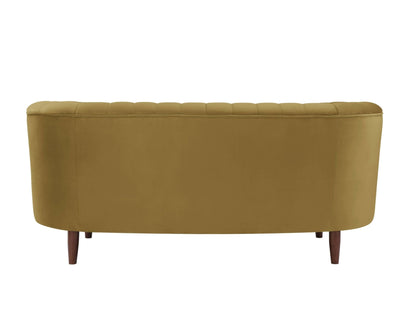 Millephri Olive Yellow Velvet Loveseat - 1st Choice Furniture Direct