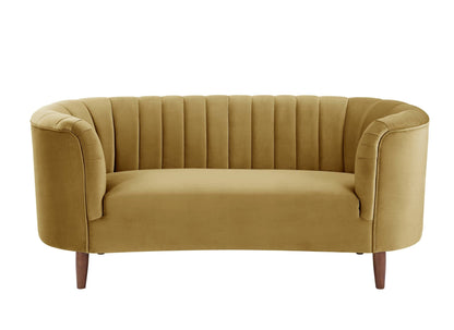 Millephri Olive Yellow Velvet Loveseat - 1st Choice Furniture Direct