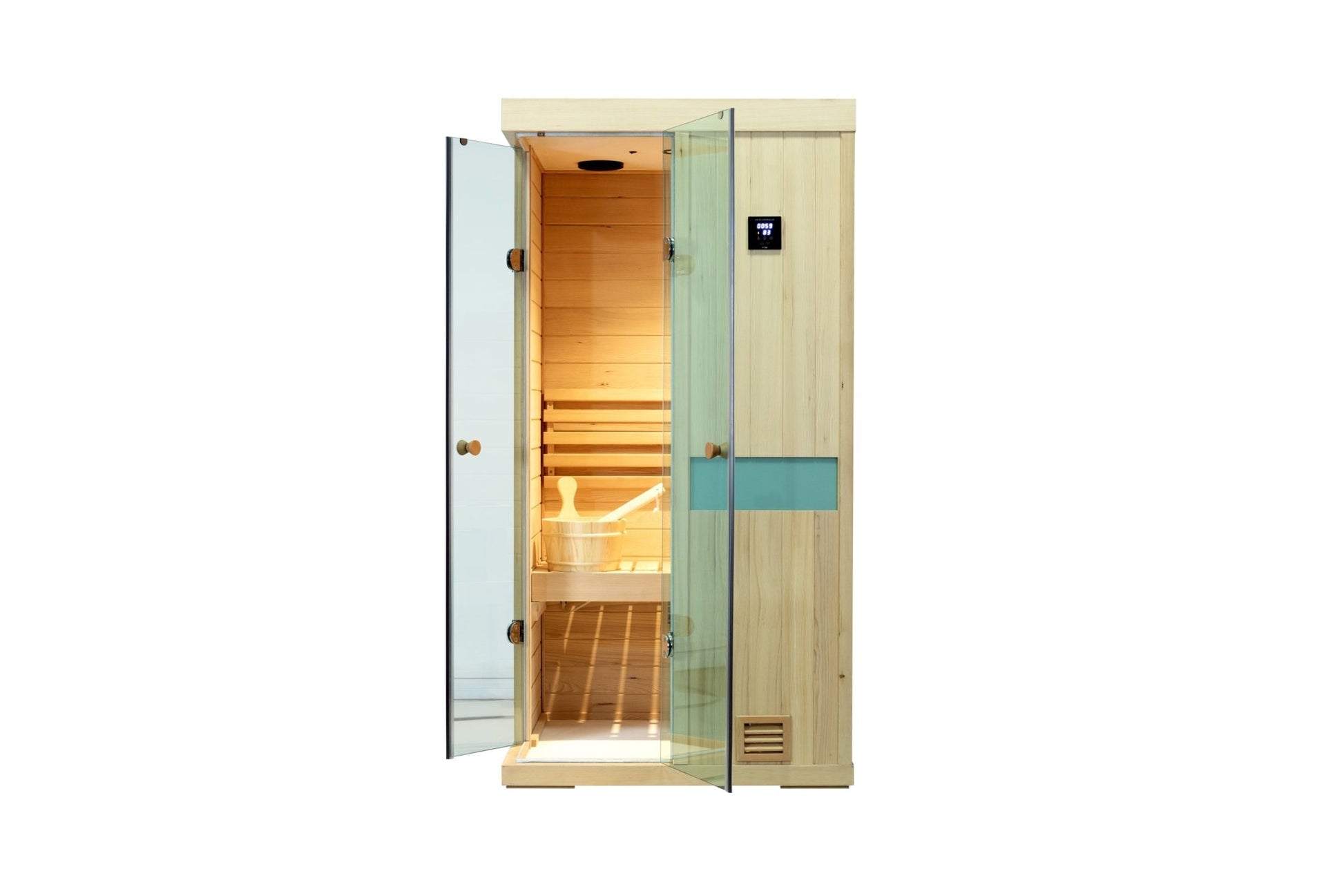 Mini one person Hemlock wooden Indoor sauna room - 1st Choice Furniture Direct