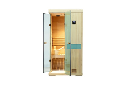 Mini one person Hemlock wooden Indoor sauna room - 1st Choice Furniture Direct