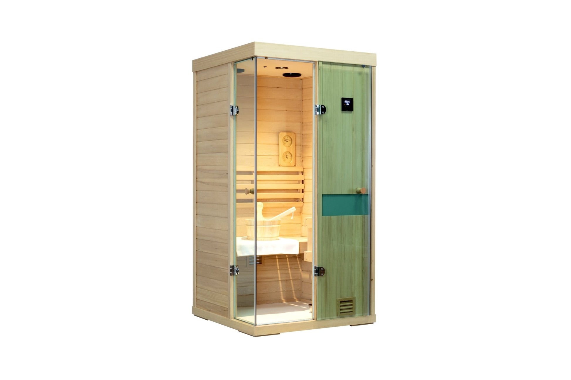 Mini one person Hemlock wooden Indoor sauna room - 1st Choice Furniture Direct