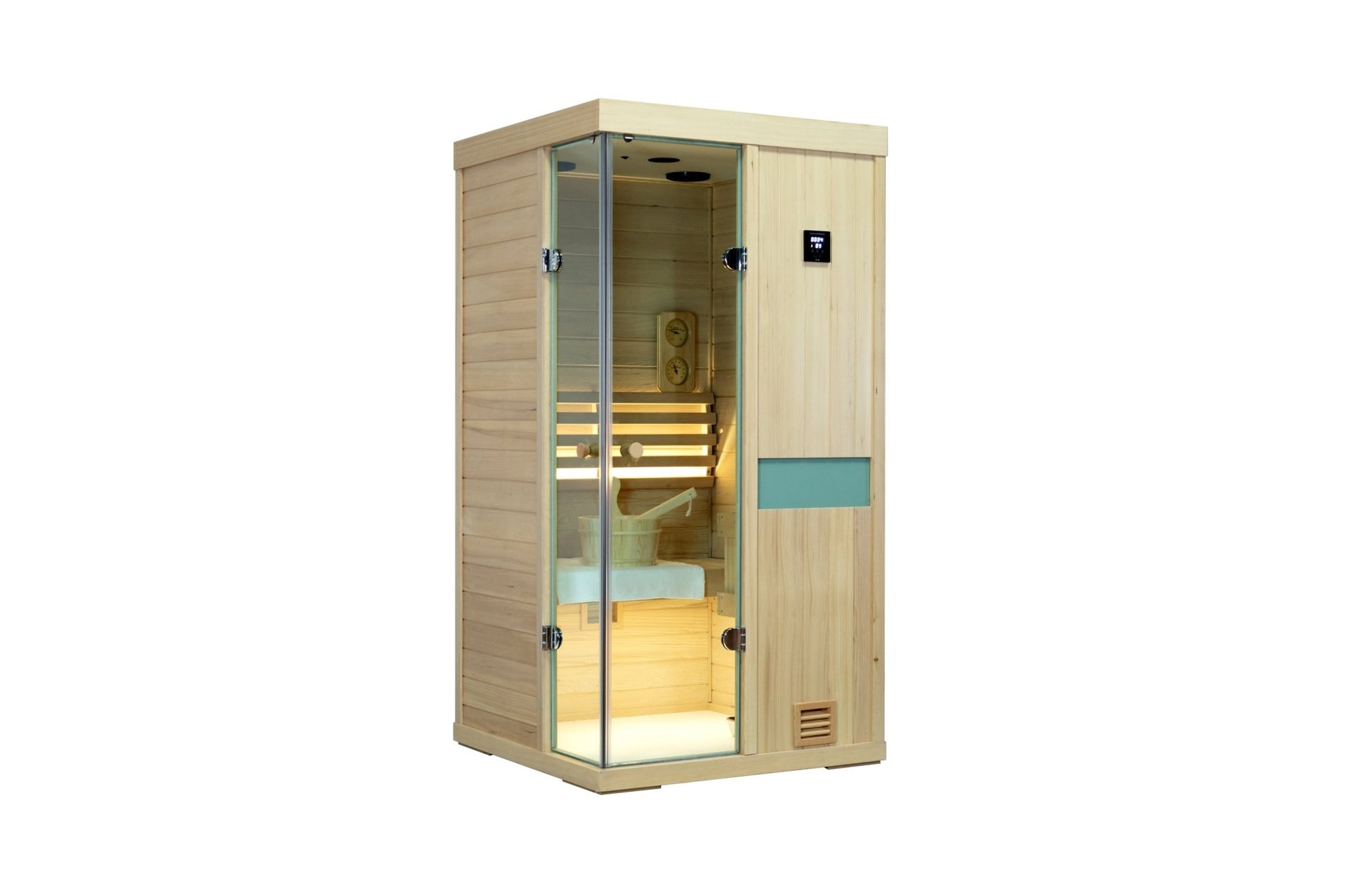 Mini one person Hemlock wooden Indoor sauna room - 1st Choice Furniture Direct
