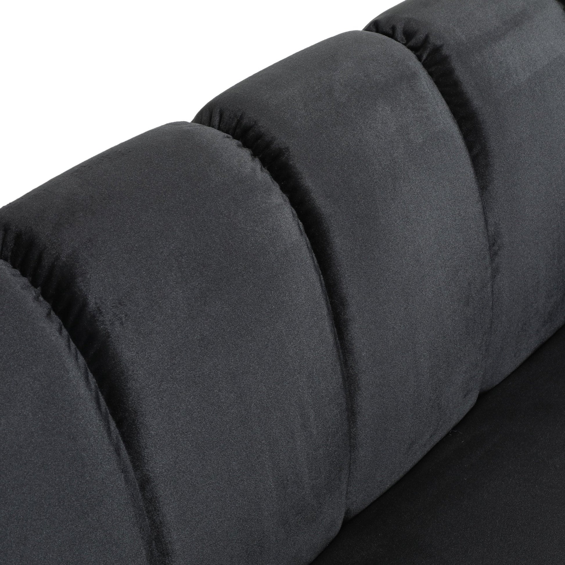Miranda Modern Glam Velvet 3 - Seater Sofa in Black with Birch Wood Legs - 1st Choice Furniture Direct