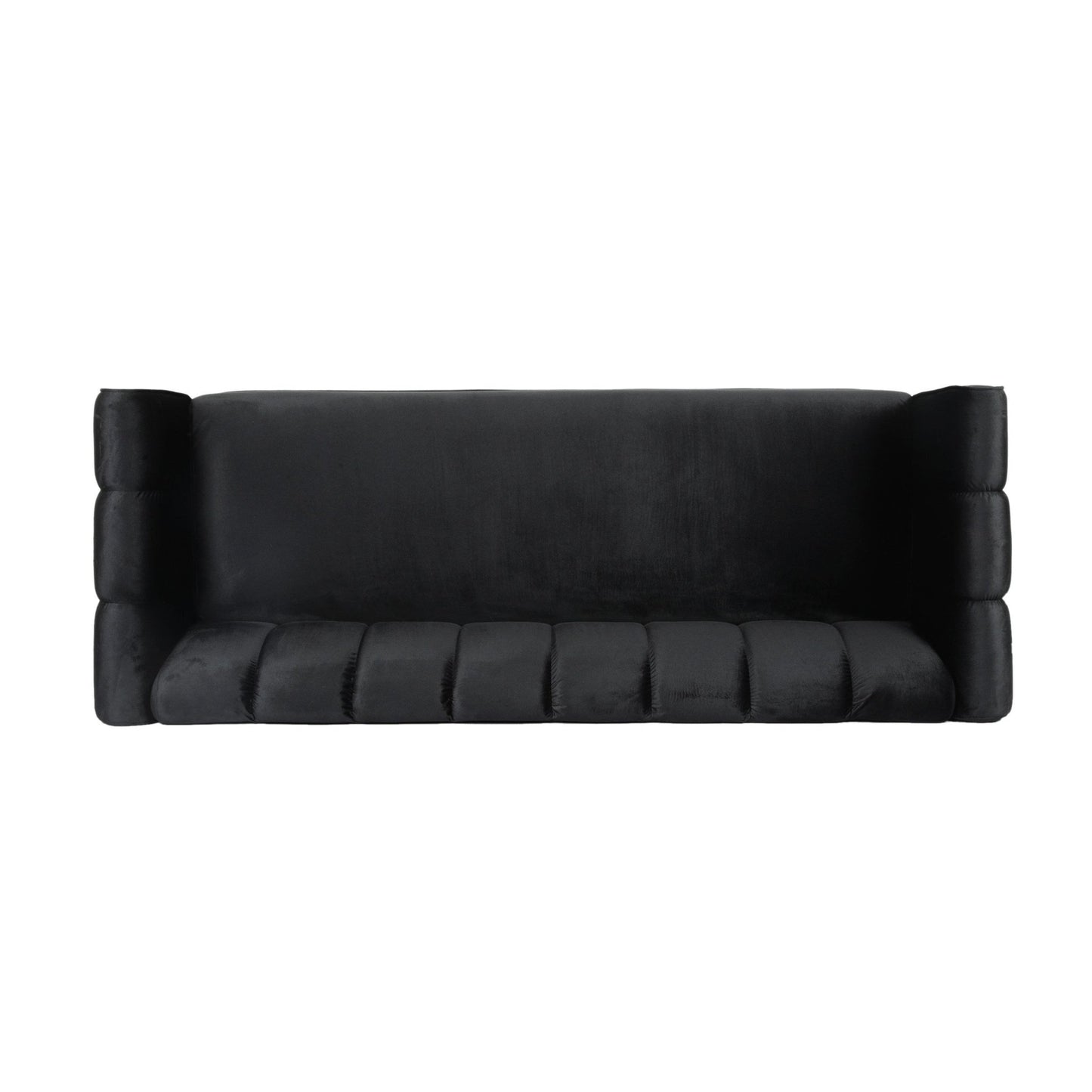 Miranda Modern Glam Velvet 3 - Seater Sofa in Black with Birch Wood Legs - 1st Choice Furniture Direct