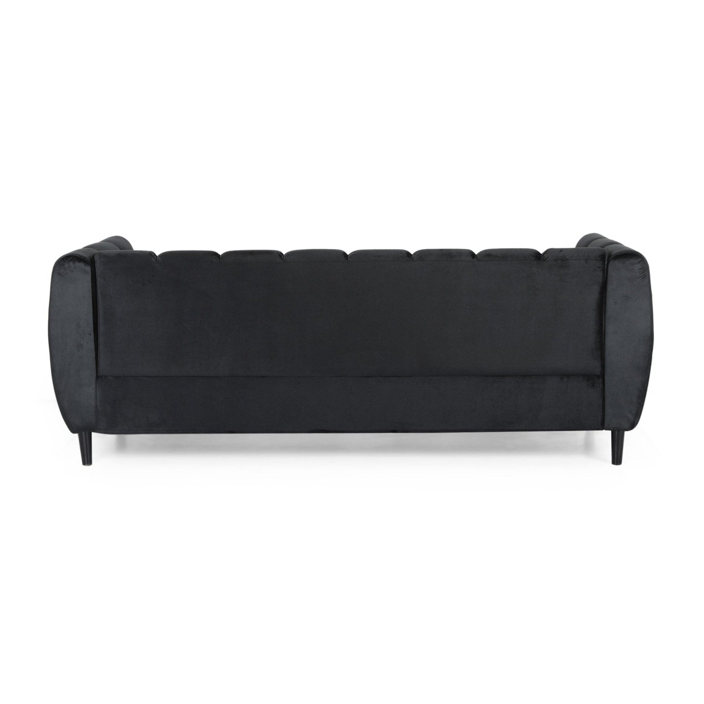 Miranda Modern Glam Velvet 3 - Seater Sofa in Black with Birch Wood Legs - 1st Choice Furniture Direct