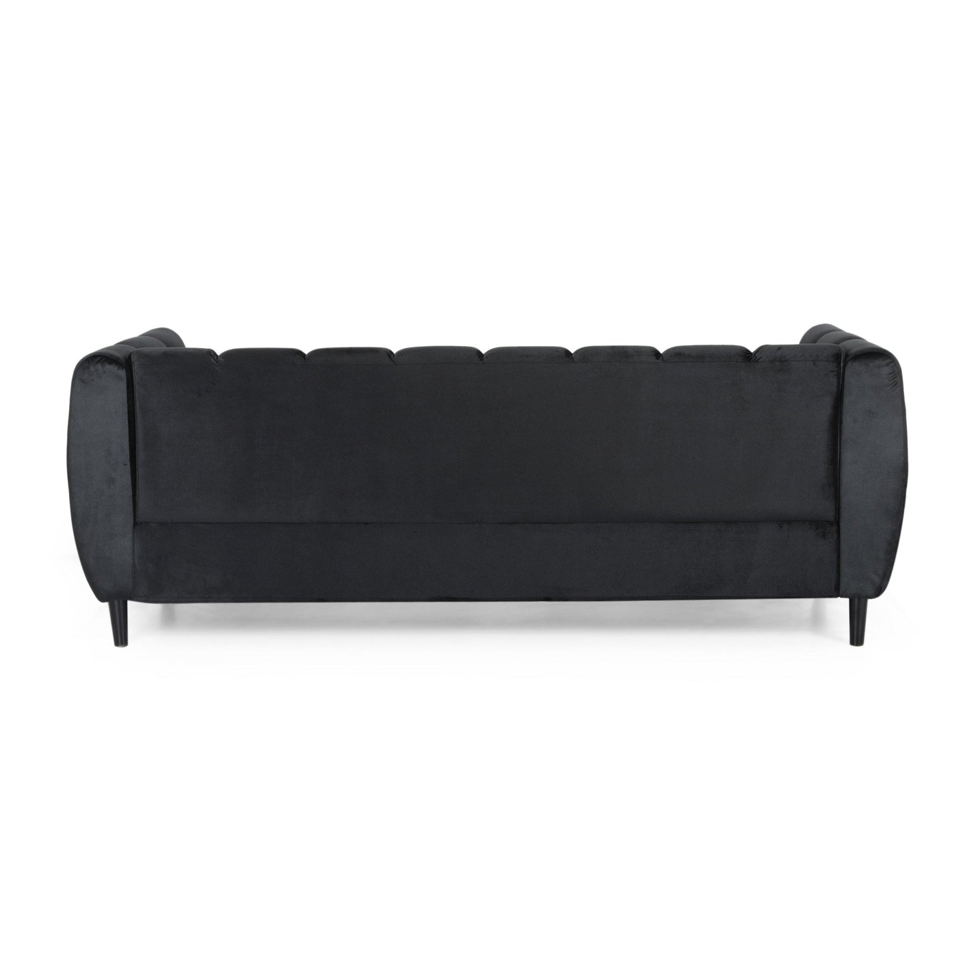 Miranda Modern Glam Velvet 3 - Seater Sofa in Black with Birch Wood Legs - 1st Choice Furniture Direct