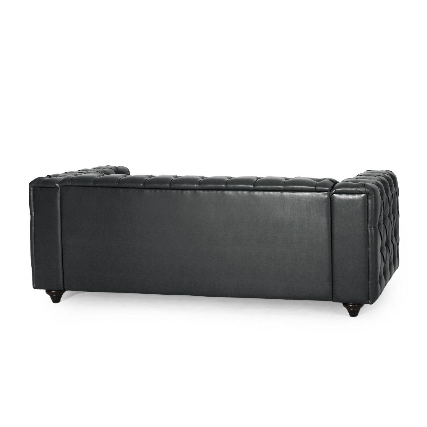 Mirod Comfy 3 - Seat Sofa with Wooden Legs, PU Upholstery, Black, 83.5'' Width - 1st Choice Furniture Direct