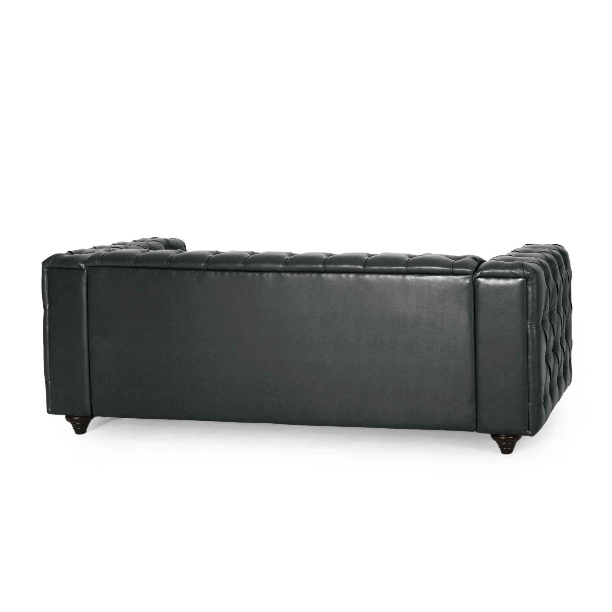 Mirod Comfy 3 - Seat Sofa with Wooden Legs, PU Upholstery, Black, 83.5'' Width - 1st Choice Furniture Direct