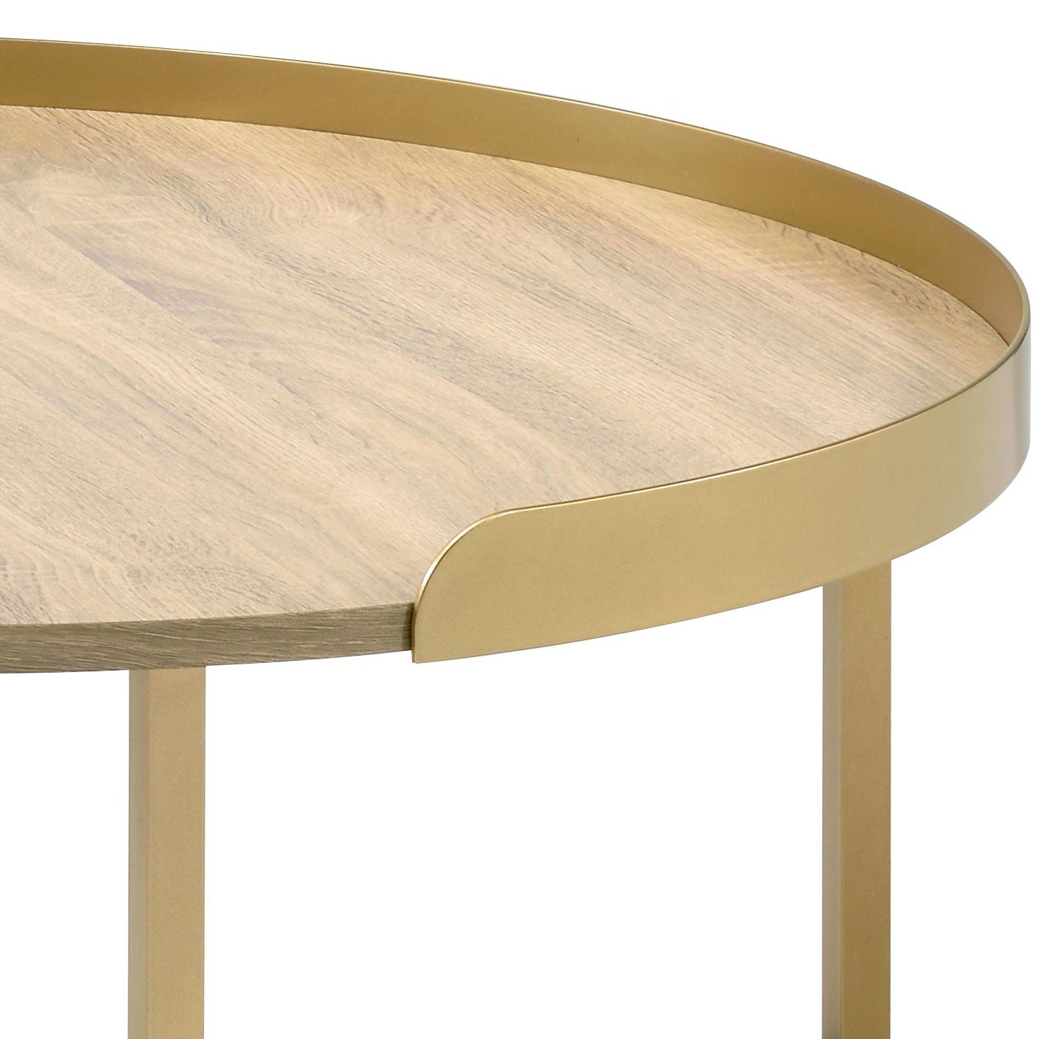 Mithea Oak & Gold Finish Coffee Table - 1st Choice Furniture Direct