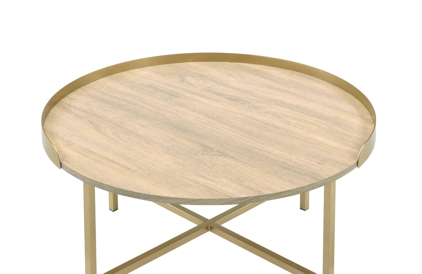 Mithea Oak & Gold Finish Coffee Table - 1st Choice Furniture Direct
