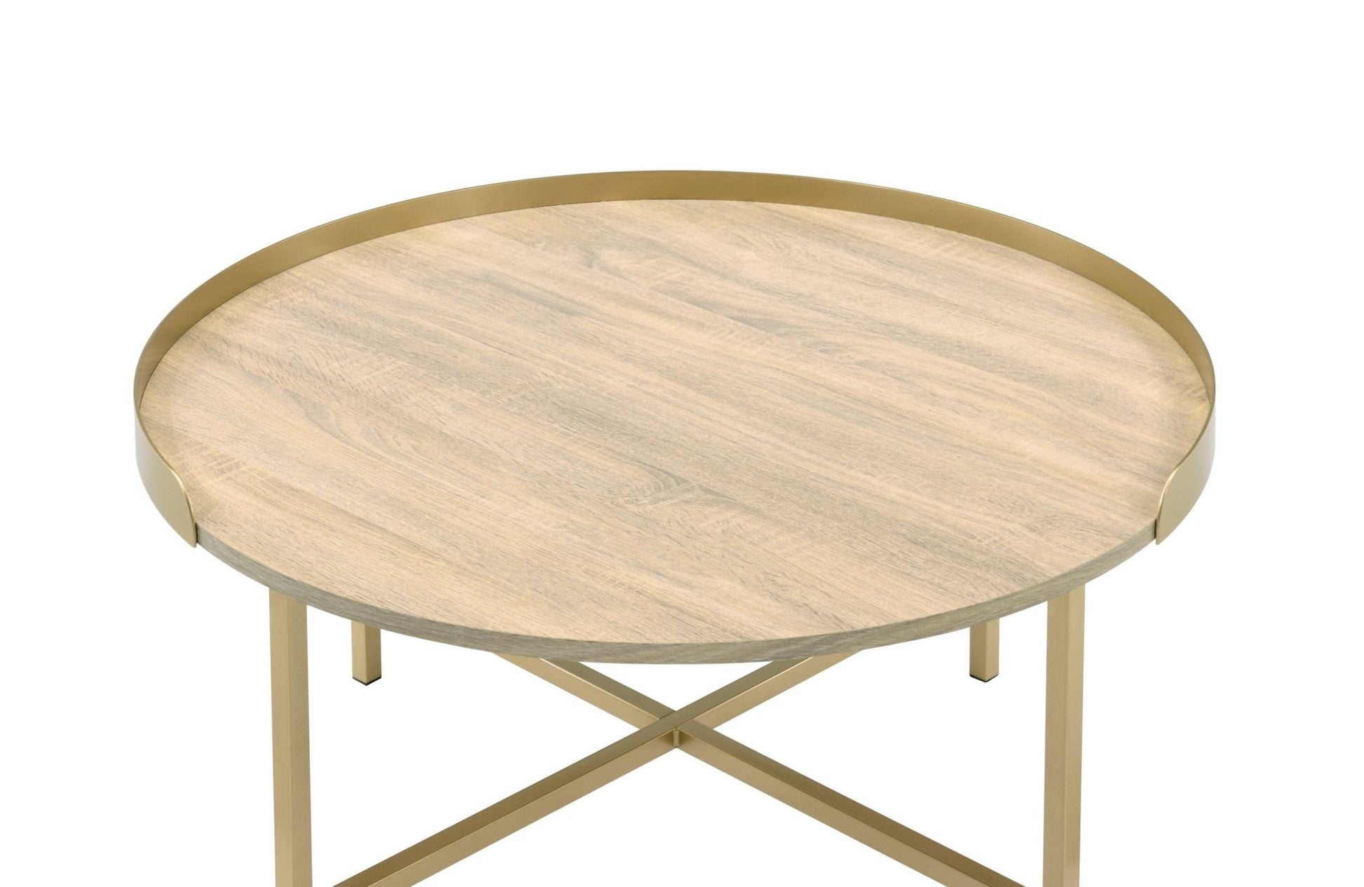 Mithea Oak & Gold Finish Coffee Table - 1st Choice Furniture Direct