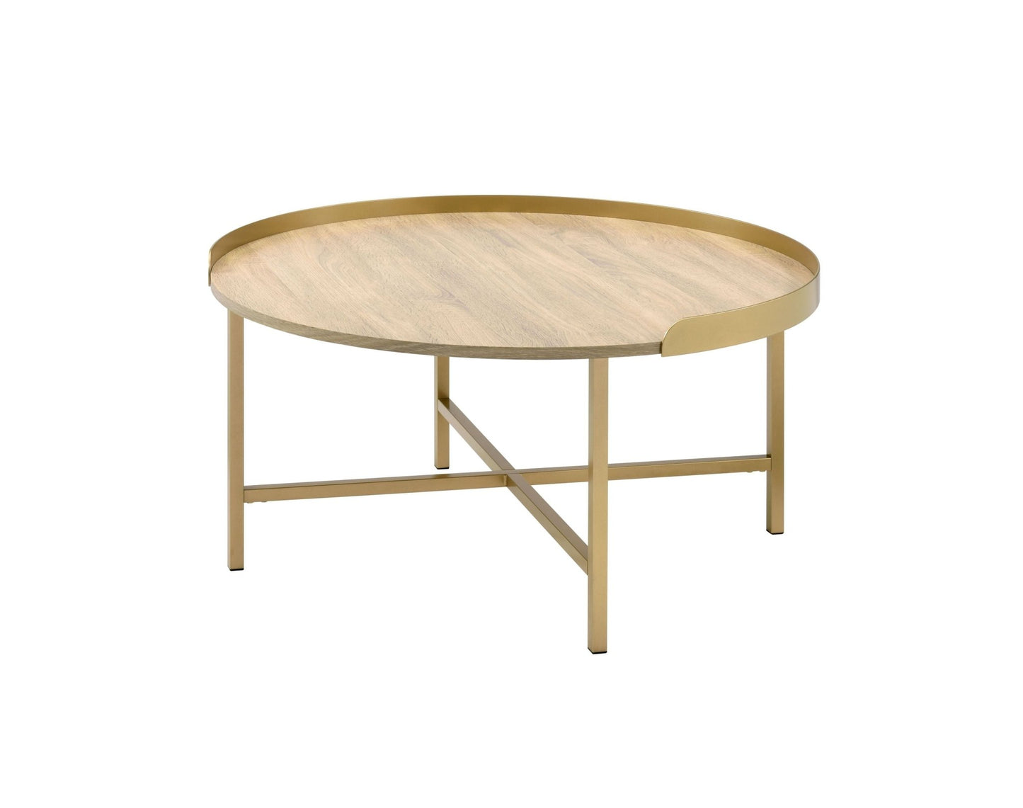 Mithea Oak & Gold Finish Coffee Table - 1st Choice Furniture Direct