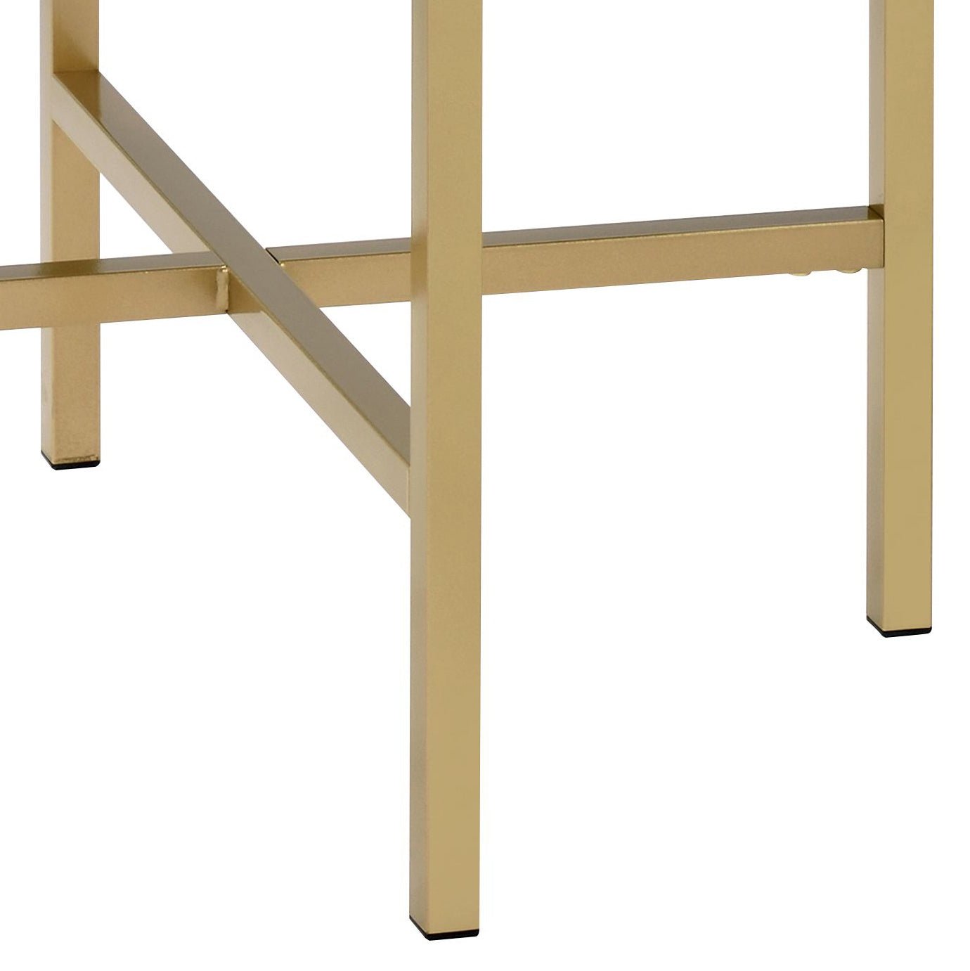 Mithea Oak Table Top & Gold Finish End Table - 1st Choice Furniture Direct