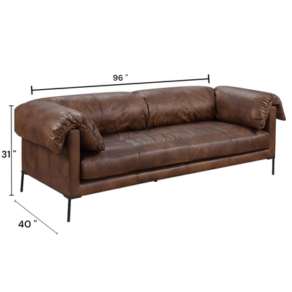 Mocha Top Grain Leather Sofa with Metal Legs - 1st Choice Furniture Direct