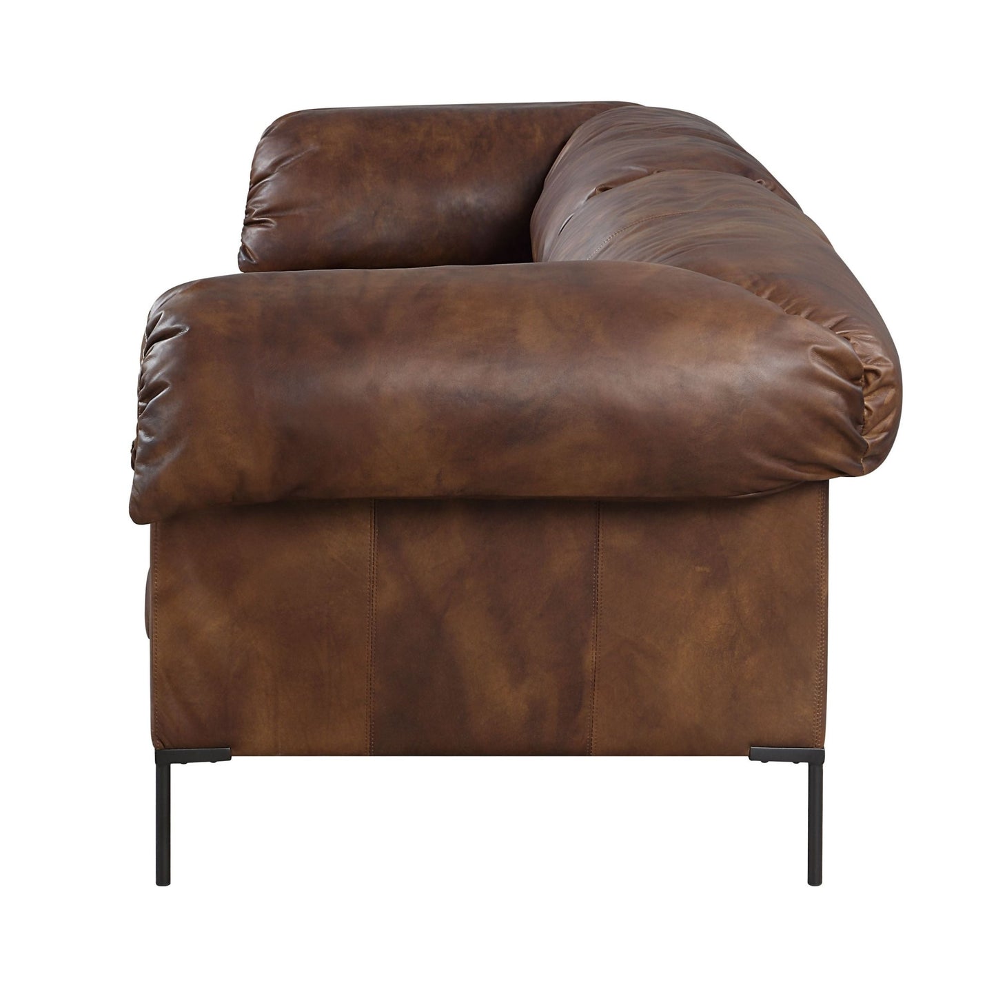 Mocha Top Grain Leather Sofa with Metal Legs - 1st Choice Furniture Direct
