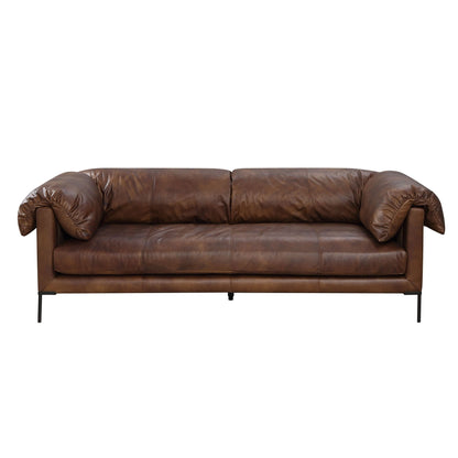 Mocha Top Grain Leather Sofa with Metal Legs - 1st Choice Furniture Direct