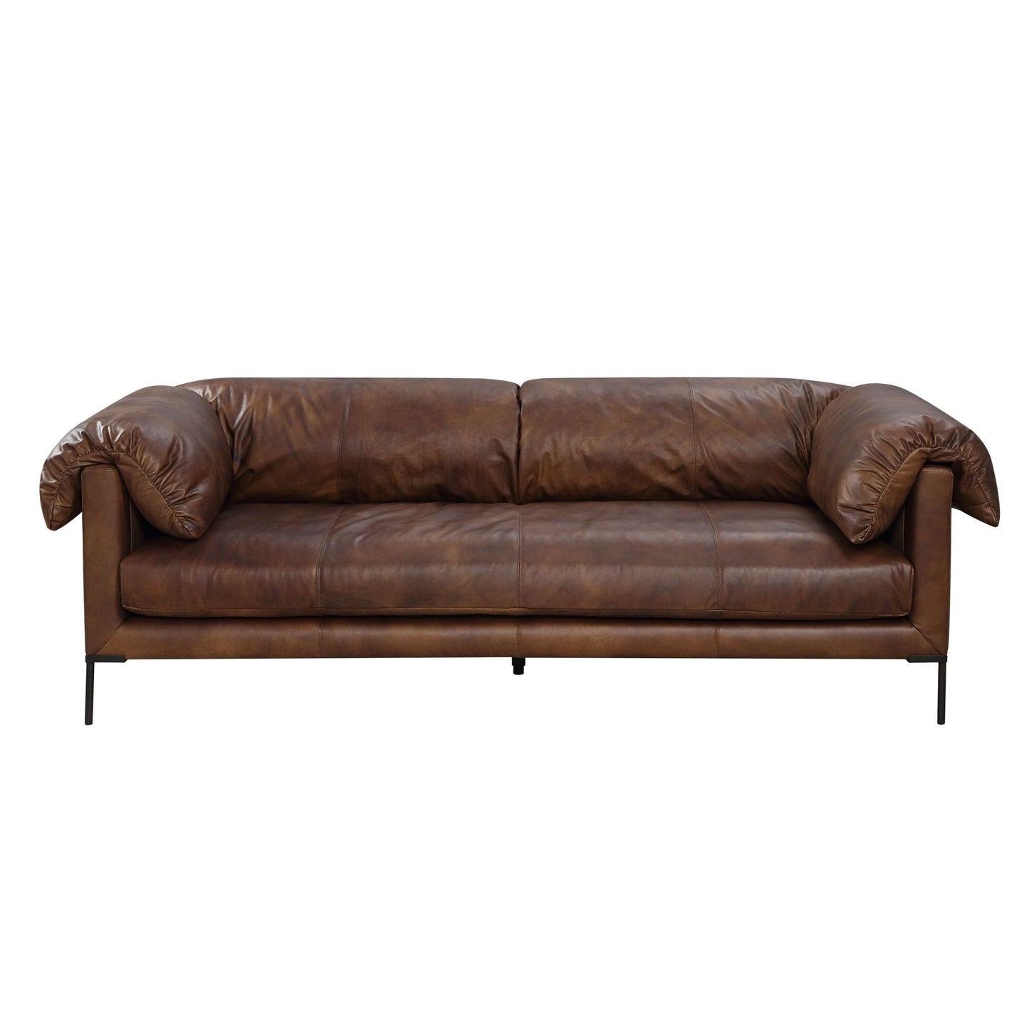 Mocha Top Grain Leather Sofa with Metal Legs - 1st Choice Furniture Direct