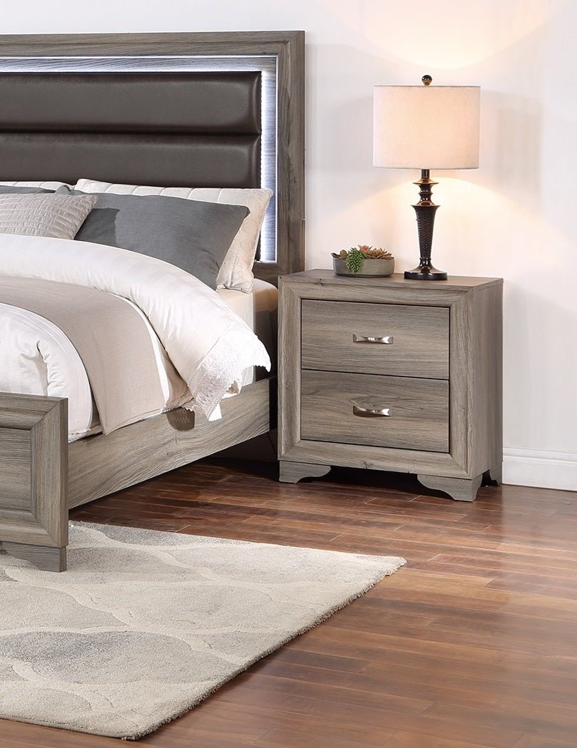 Modern 1pc Nightstand Wooden Bedside Table 2 - Drawers Bedroom Furniture - 1st Choice Furniture Direct