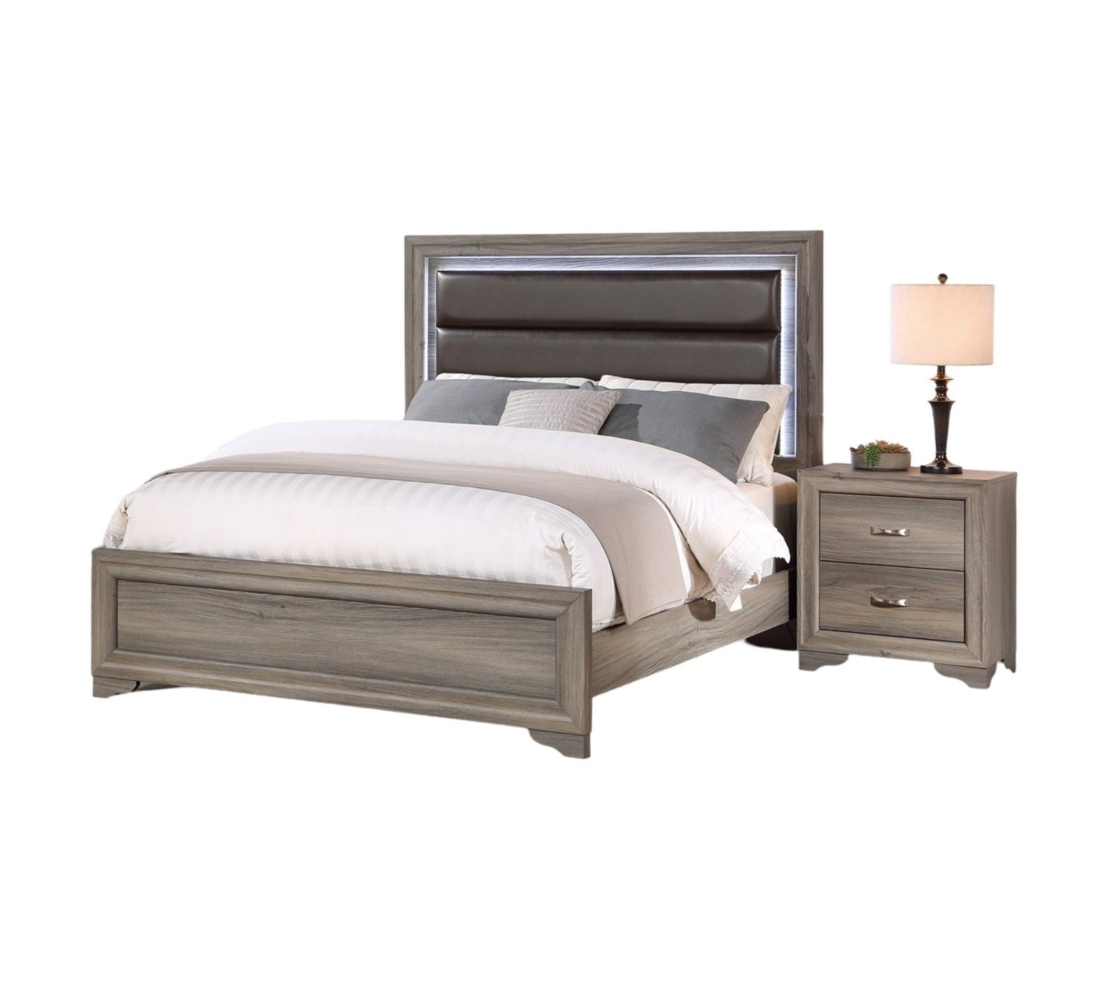 Modern 1pc Nightstand Wooden Bedside Table 2 - Drawers Bedroom Furniture - 1st Choice Furniture Direct
