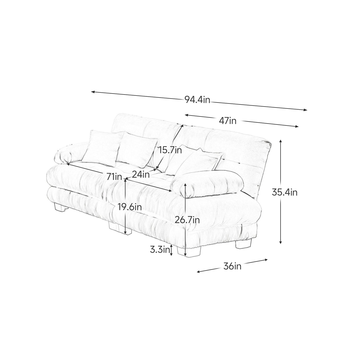 Modern 2 - Seater Chenille Sofa – Cloud Style Gray Upholstered Couch - 1st Choice Furniture Direct
